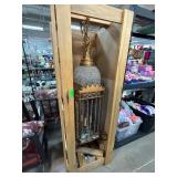 Vintage-Style Gold and Crystal Chandelier in Wood