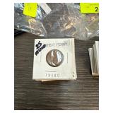 25 Mixed Date Wheat Pennies in Holders