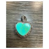 Sterling Silver Heart Pendant With Turquoise and M