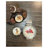 Three Watches: Mickey, Winnie the Pooh, Razorback