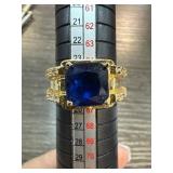Gold-Toned Ring with Blue Center Stone