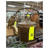 Octagonal Brass Teapot with Hinged Lid and Handle