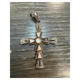 Sterling Silver Cross Pendant with Marcasite Accen