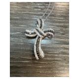 Sterling Silver and Diamond Cross Pendant Necklace