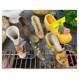 Six Ceramic Shoe Figurines With Decorative Details