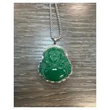 Green Stone Buddha Pendant Necklace