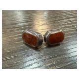 950 Sterling Silver Red Stone Earrings