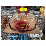 Clear Glass Bowl with Red Gradient Design