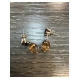 Sterling Silver Drop Earrings with Faceted Stones