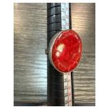 Sterling Silver Coral Statement Ring