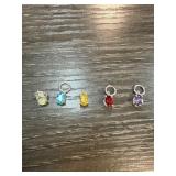 Five Piece Sterling Silver Gemstone Charms
