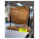 Olï¿½ Bull Scrotumï¿½Bulle Bag on Wooden Base