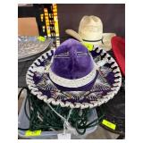 Purple Velvet Sombrero with Embroidered Details