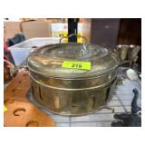Brass Chafing Dish with Lid and Vent Openings