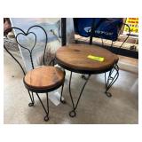 Miniature Wood and Metal Table and Chair Set