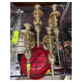 4 Brass Wall Sconces with Decorative Detailing
