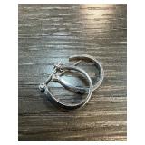 10K White Gold Hoop Earrings with Stones