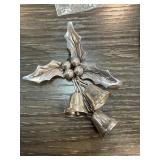 Taxco Sterling Silver Holly and Bell Ornament