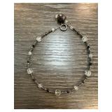 Sterling Silver Beaded Bracelet with Clear and Dar