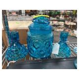 LE Smith Three-Piece Blue Glass Lot