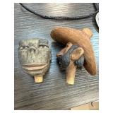 Two Hand-Carved Wood Bottle Stoppers