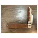 Vintage Wooden Handle Folding Metal Comb