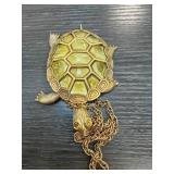 Gold-Tone Turtle Pendant with Chain and Enamel Det