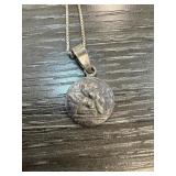 Sterling Silver Pendant Necklace with Angel Relief