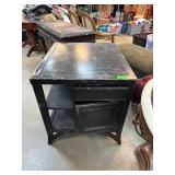 Black Wood Side Table With Storage Cabinet