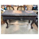 Ornately Carved Wooden Console Table with Claw Fee