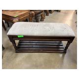 Wooden Bench with Upholstered Seat and Slatted She