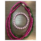 Pink and Green Pearl Bead Jewelry