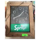 Vintage Sprite Advertising Wall Clock With Wooden
