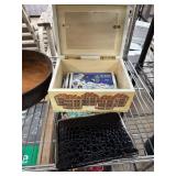 Decorative Wooden Box with Postcards and Black Wal