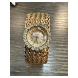 Vendome Gold-Tone Watch with Rhinestone Bezel