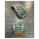 Silver Enamel Belt Buckle with Eagle Design