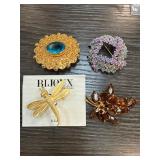 Four Assorted Vintage-Style Brooches