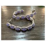 Sterling Silver Hoop Earrings With Purple Stone Ac