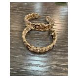 Sterling Silver Gold-Tone Hoop Earrings with Cryst