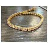 Sterling Silver Bracelet With Multi-Colored Stones