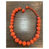 Red Glass Bead Necklace with Clasp