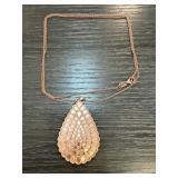 Sterling Silver Pendant Necklace with Teardrop Des