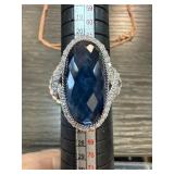 Judith Ripka Sterling Silver and Blue Stone Ring