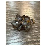 Czech Floral Brooch with Faceted Stones