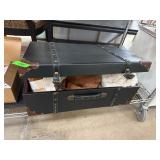 Black Faux Leather Trunk With Blankets