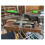 Vintage Handheld Lever Press Tool on Wooden Base