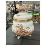 Wallendorf Porcelain Jar Gold Trim and Scenic Desi