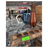 Decorative Glass Bowls, Vase, and Candle Holder