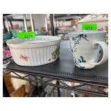 Porcelain Dish Set with Floral and Butterfly Desig
