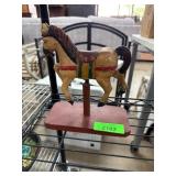 Hand-Painted Wooden Horse on Stand